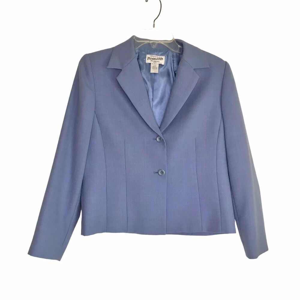 Pendleton Seasonless 100% Virgin Wool Blazer Blue Size 10P Lined EUC
